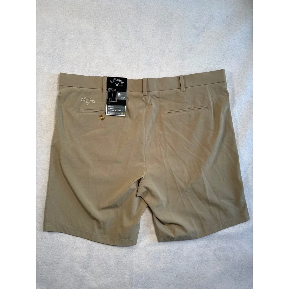 Callaway Opti-Dri Golf Shorts Men 40W Chinchilla Tan Stretch UPF 50 CGBSE0W5 NEW